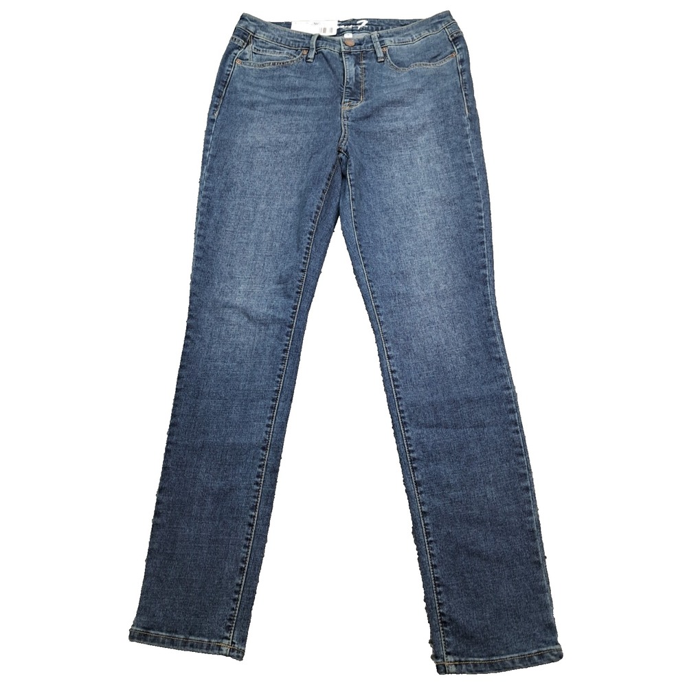 New 7 Seven Jeans Womens Sz 6 Skinny Ankle Denim Blue Stretch Whiskers St James